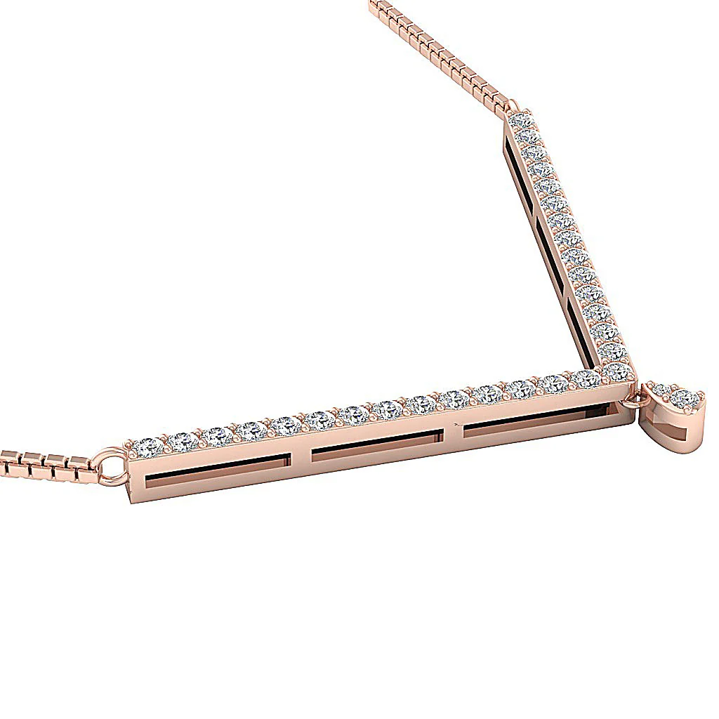 The Levi 14K White Gold "V" Shape Fashion Pendant Necklace Natural Diamond - Image 9