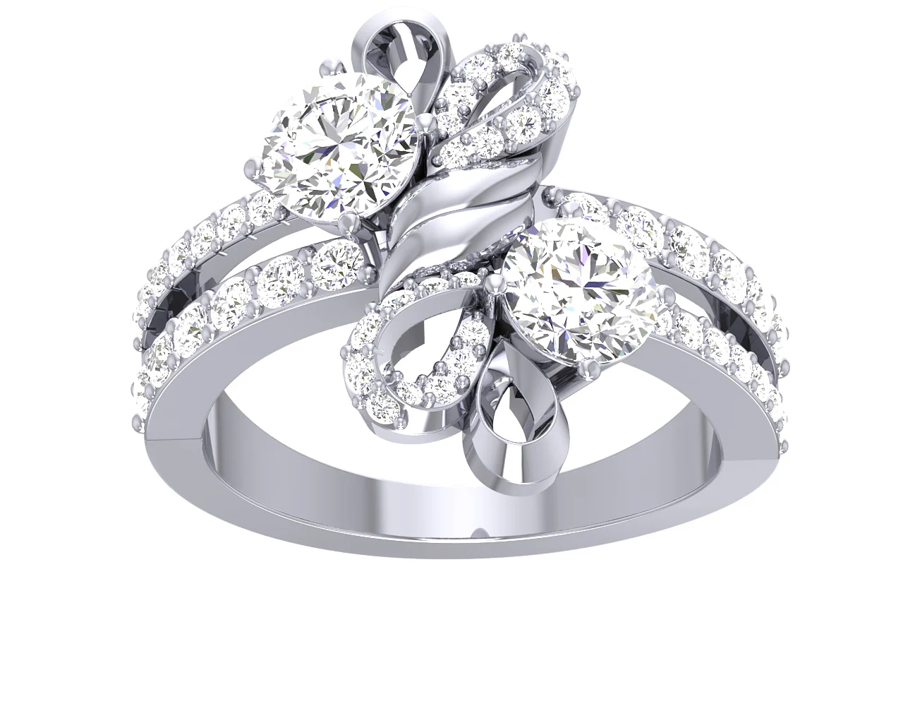 The Lewis Fancy Forever Us 2 Stone Natural Diamond 14k Solid Gold Solitaire Anniversary Ring