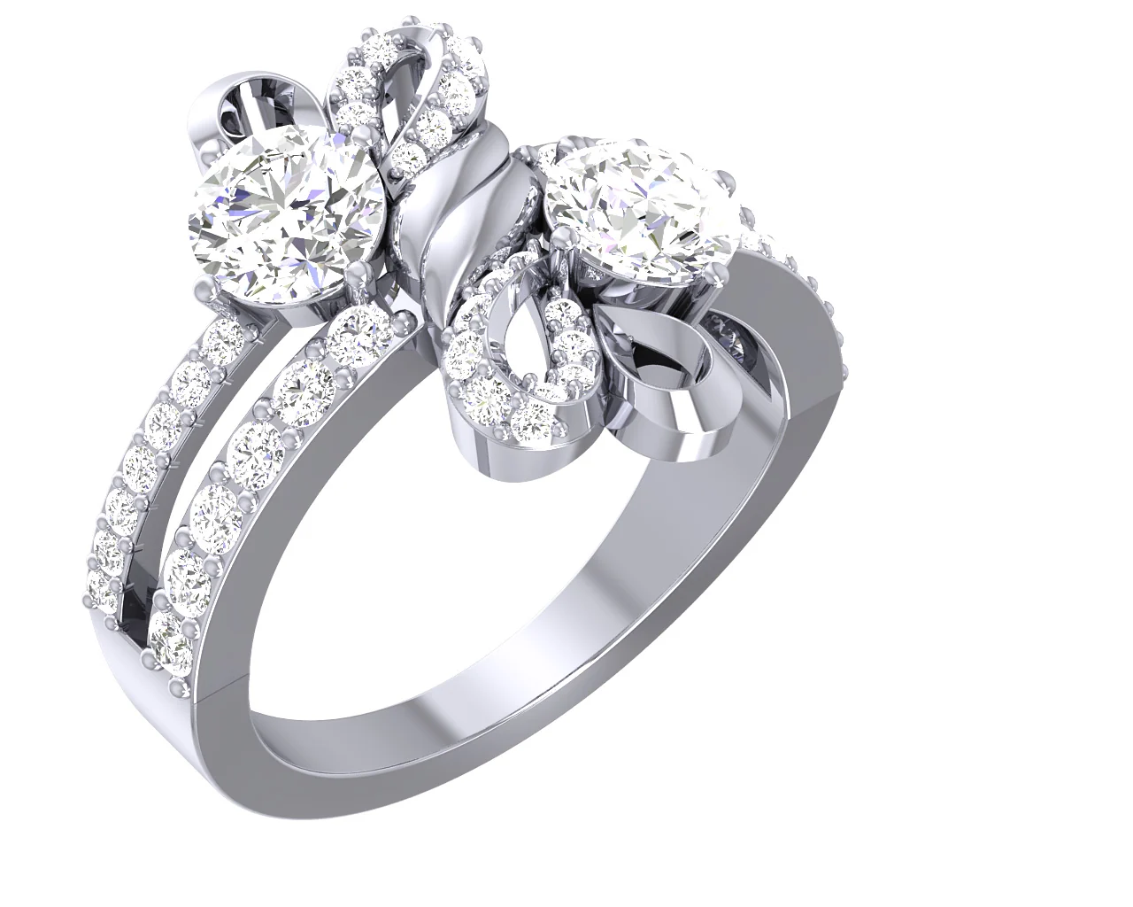 The Lewis Fancy Forever Us 2 Stone Natural Diamond 14k Solid Gold Solitaire Anniversary Ring - Image 12