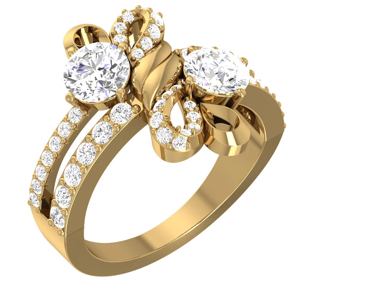 The Lewis Fancy Forever Us 2 Stone Natural Diamond 14k Solid Gold Solitaire Anniversary Ring - Image 13