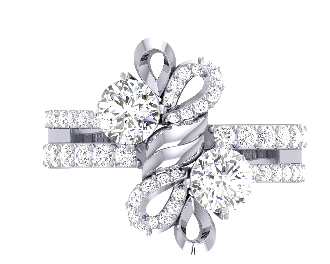 The Lewis Fancy Forever Us 2 Stone Natural Diamond 14k Solid Gold Solitaire Anniversary Ring - Image 5