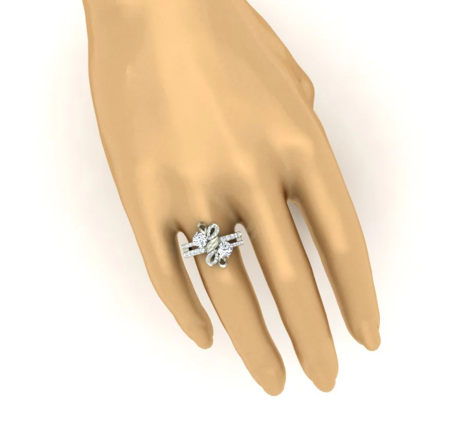 The Lewis Fancy Forever Us 2 Stone Natural Diamond 14k Solid Gold Solitaire Anniversary Ring - Image 9
