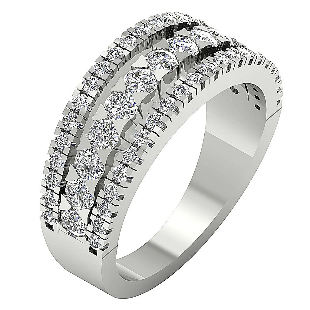 The Lexie 3 Row Engagement Genuine Diamond Ring 14K White Yellow Rose Gold
