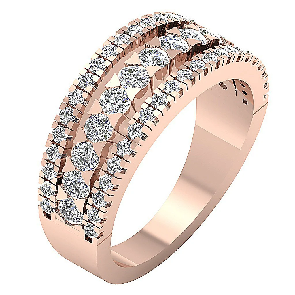 The Lexie 3 Row Engagement Genuine Diamond Ring 14K White Yellow Rose Gold - Image 3