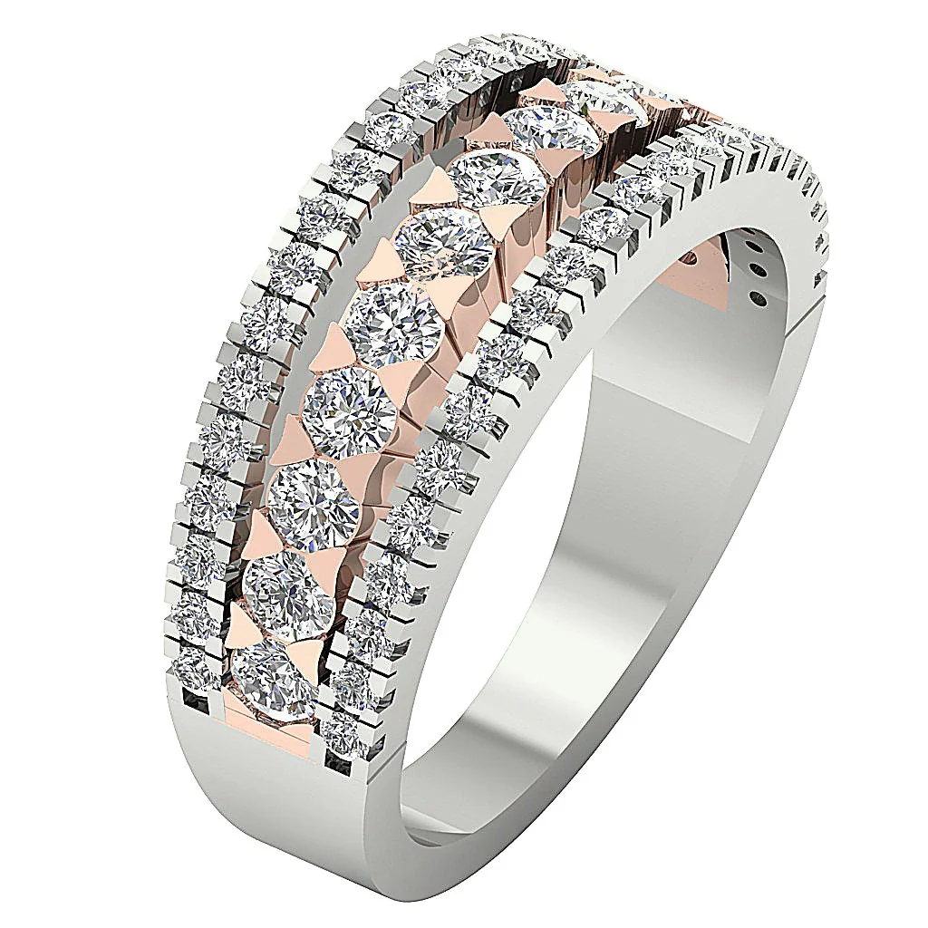 The Lexie 3 Row Engagement Genuine Diamond Ring 14K White Yellow Rose Gold - Image 4