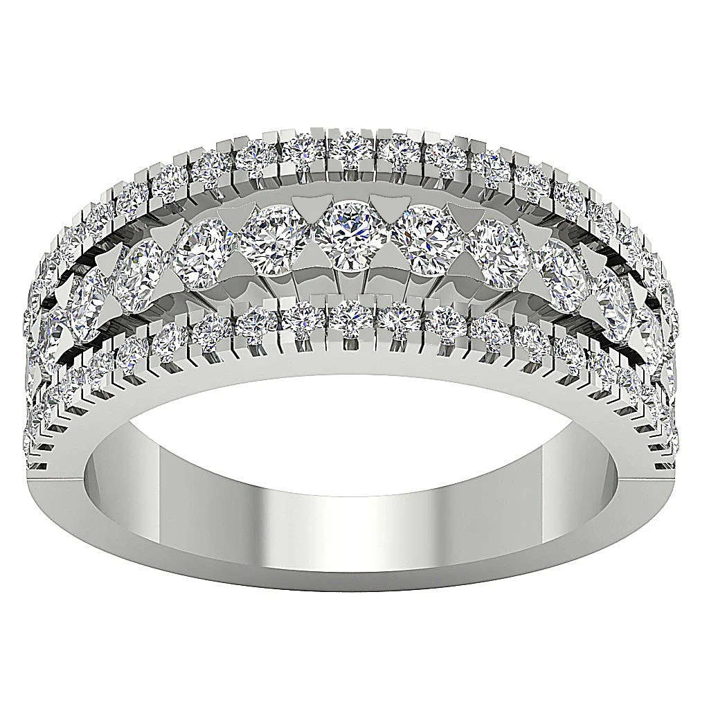 The Lexie 3 Row Engagement Genuine Diamond Ring 14K White Yellow Rose Gold - Image 6