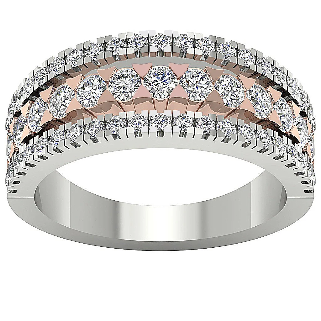 The Lexie 3 Row Engagement Genuine Diamond Ring 14K White Yellow Rose Gold - Image 8