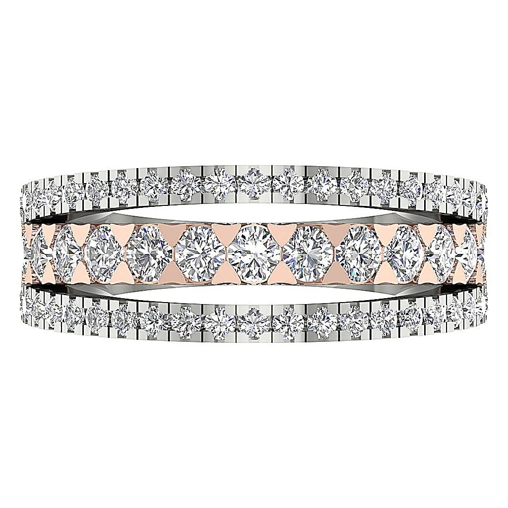 The Lexie 3 Row Engagement Genuine Diamond Ring 14K White Yellow Rose Gold - Image 9