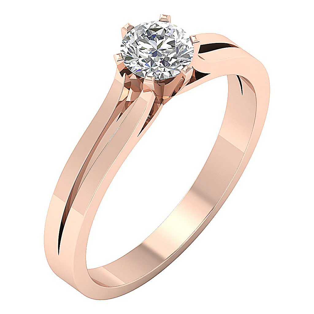 14k Yellow Gold Solitaire 0.50Ct Round Cut Diamond 6 Prong Set Engagement Ring - Image 2