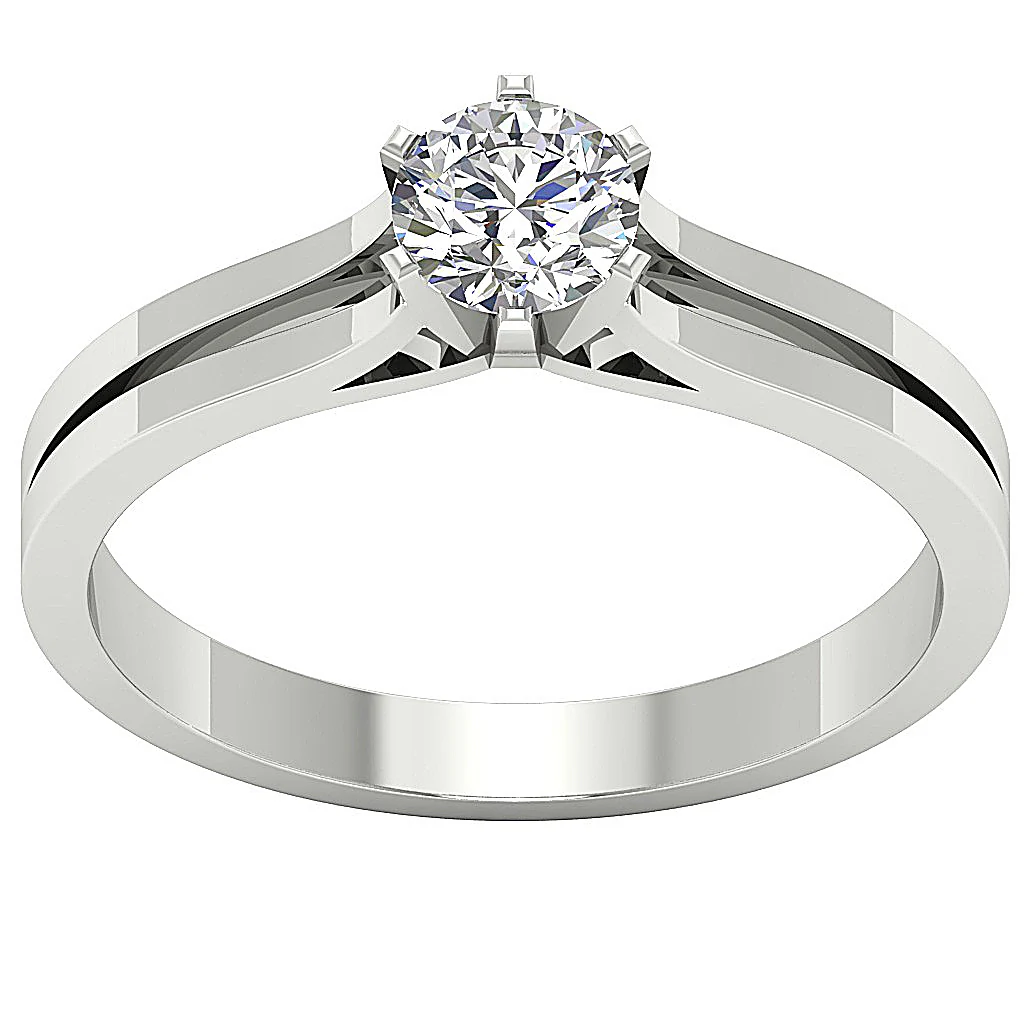 14k Yellow Gold Solitaire 0.50Ct Round Cut Diamond 6 Prong Set Engagement Ring - Image 4