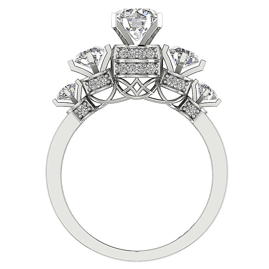 The Linda Five Stone Solitaire Round Diamond Engagement Ring Prong Set 14K Gold - Image 5