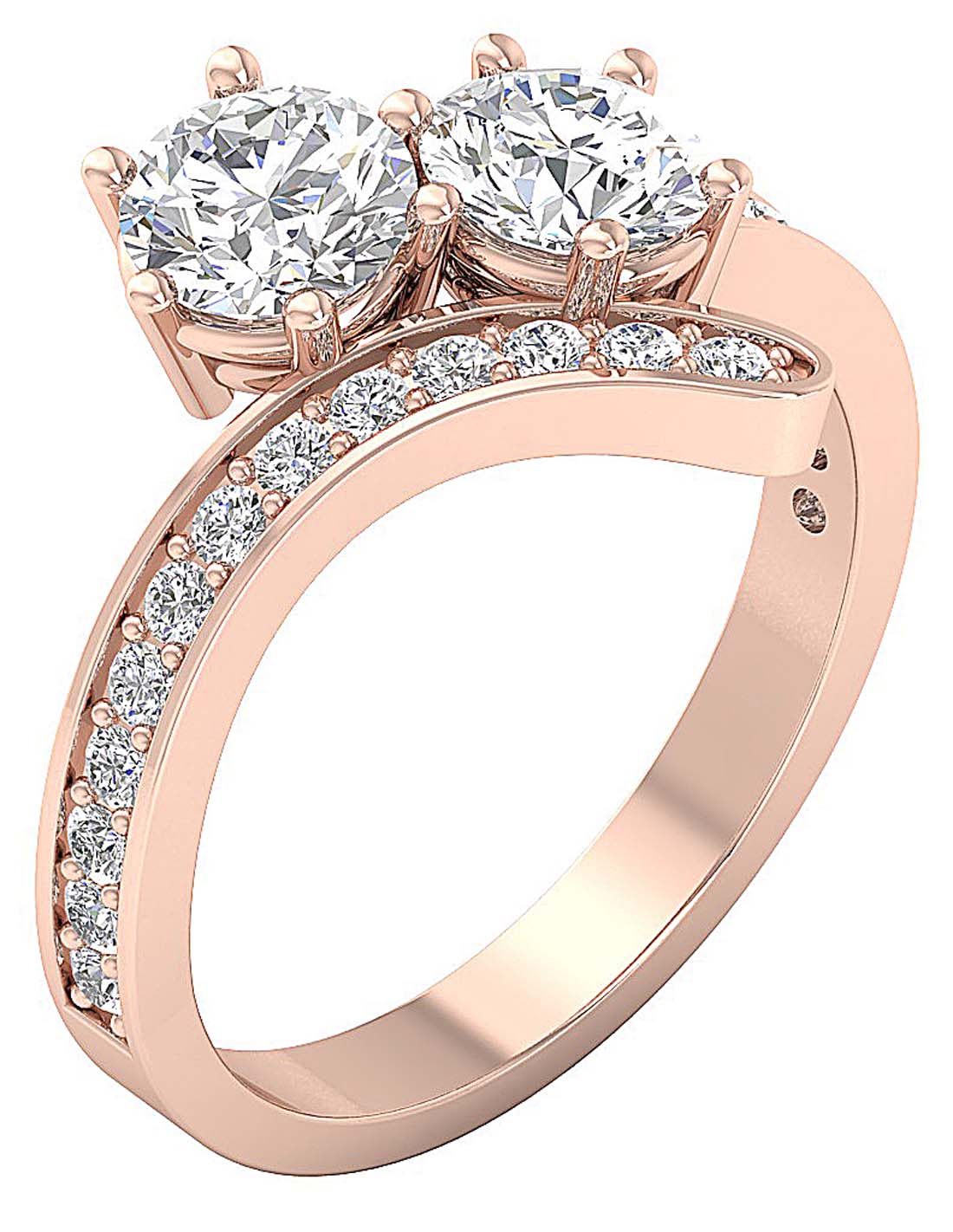The Lionel Unique Forever Us Natural Two Big Solitaire Diamond 1.60 Carat Engagement Ring - Image 3
