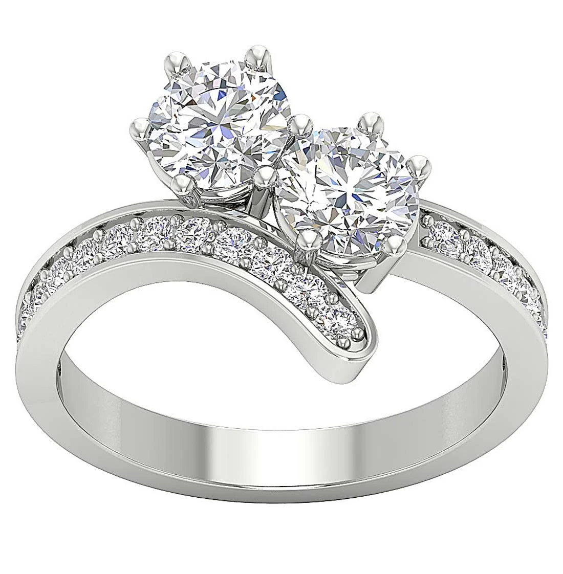 The Lionel Unique Forever Us Natural Two Big Solitaire Diamond 1.60 Carat Engagement Ring - Image 5