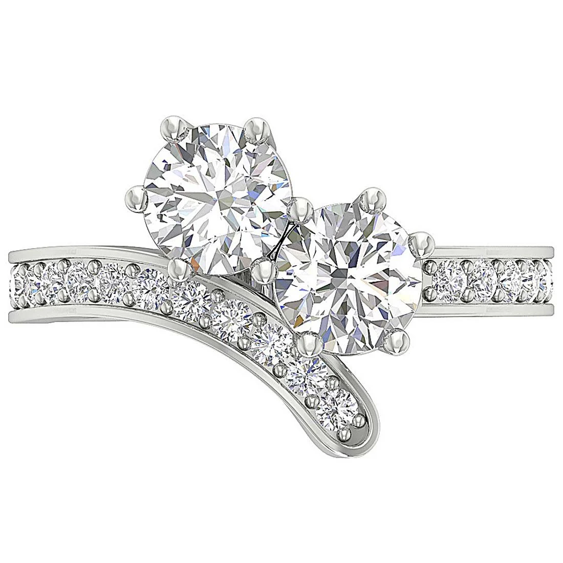 The Lionel Unique Forever Us Natural Two Big Solitaire Diamond 1.60 Carat Engagement Ring - Image 7