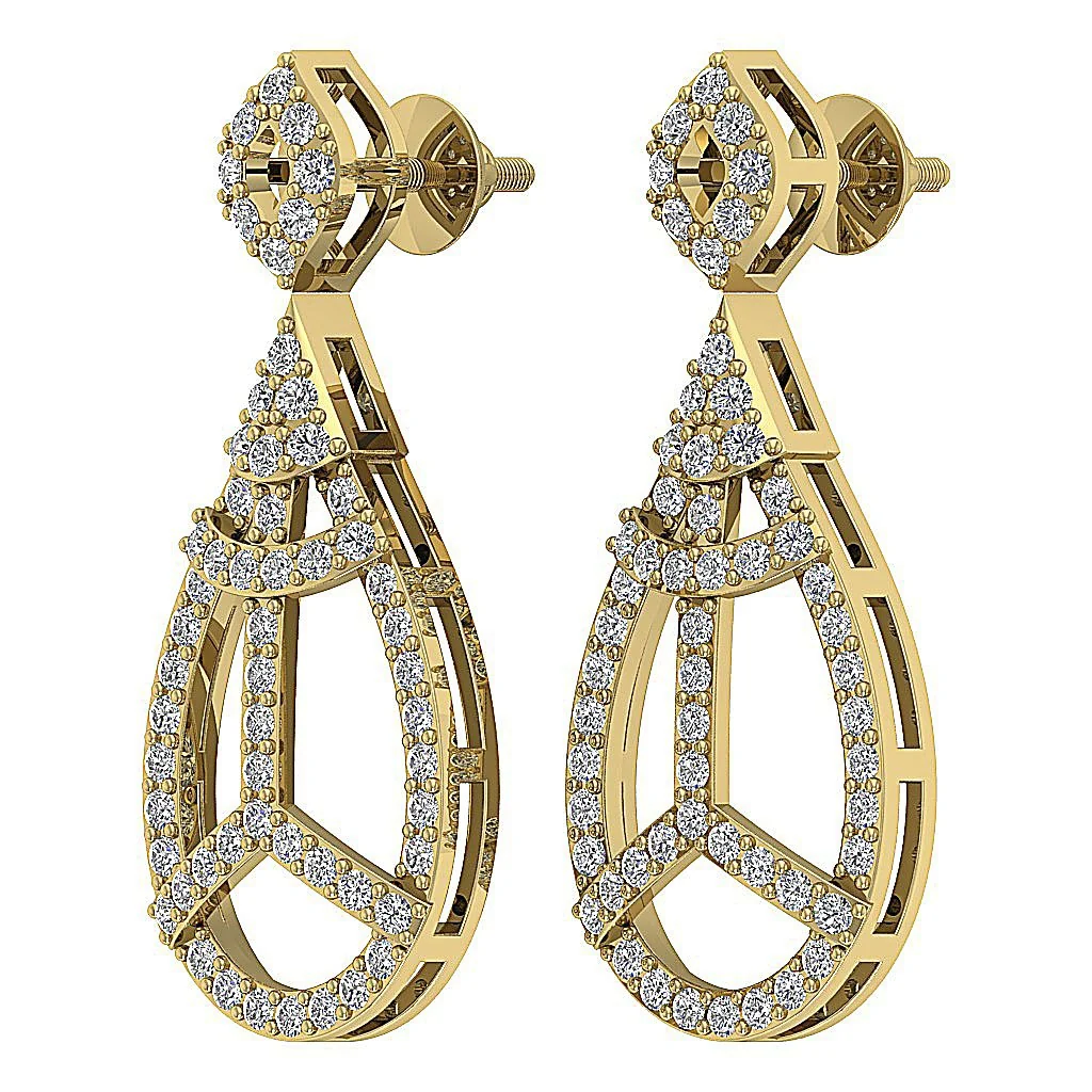 The Logan Disigner Dangle Earring 14K White Gold Natural Diamond Screw Back - Image 11