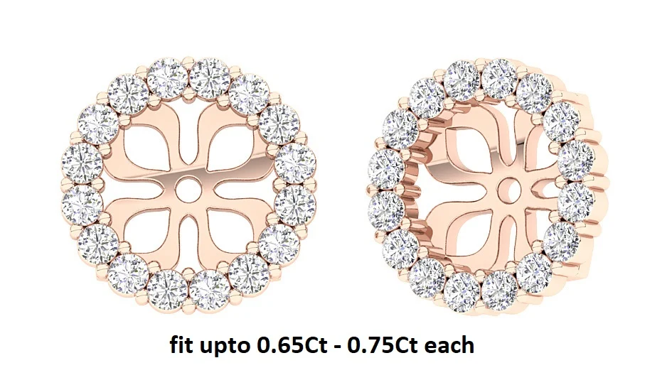 I1/SI1/VS1/VVS1 0.55Ct Natural Diamond Designer Jacket Earring 14K Gold 9.70 mm