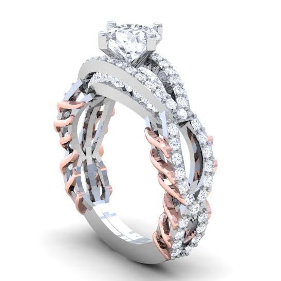 The London Natural Diamond Solitaire Engagement Ring 14K Two-Tone Gold - Image 2