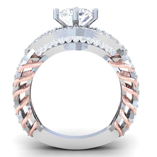 The London Natural Diamond Solitaire Engagement Ring 14K Two-Tone Gold - Image 3