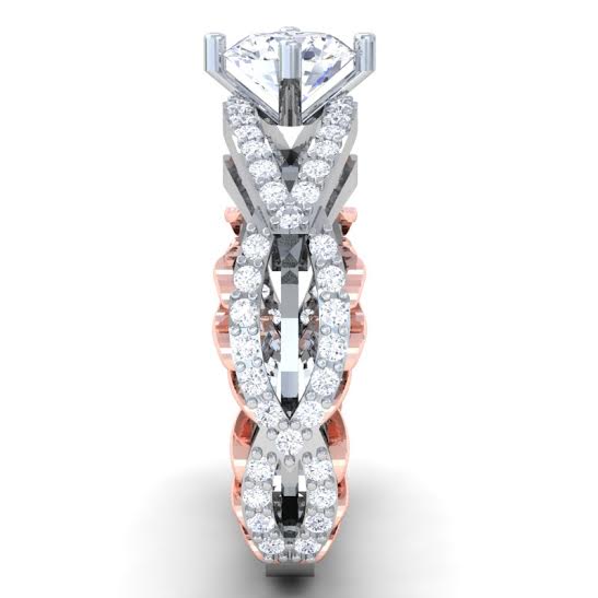 The London Natural Diamond Solitaire Engagement Ring 14K Two-Tone Gold - Image 4