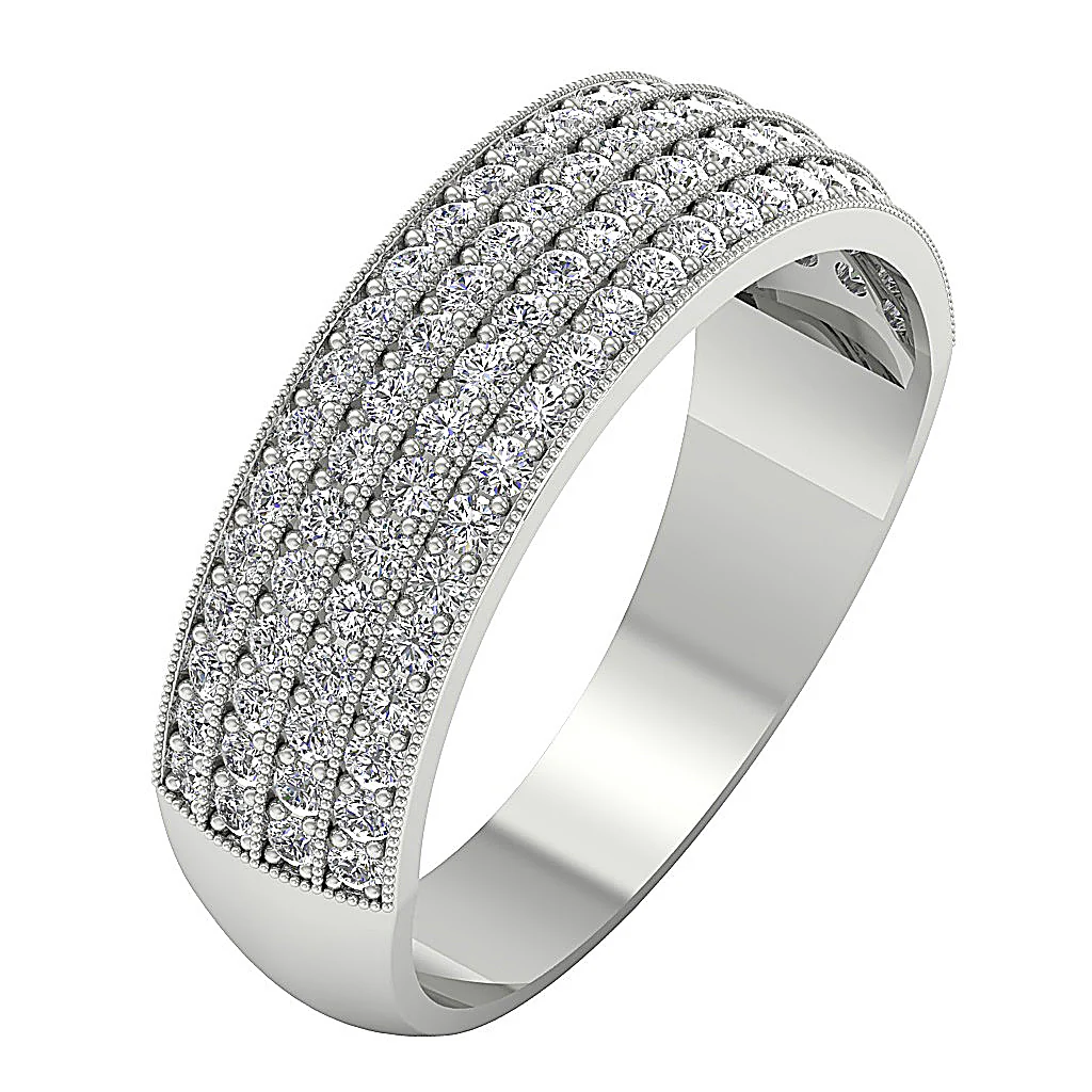 The Lottie 4 Row Engagement Genuine Diamond 14K Gold Ring Pave Setting - Image 3