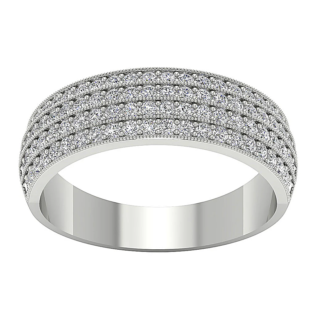 The Lottie 4 Row Engagement Genuine Diamond 14K Gold Ring Pave Setting - Image 4