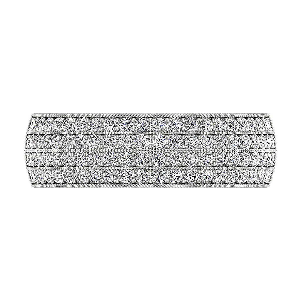 The Lottie 4 Row Engagement Genuine Diamond 14K Gold Ring Pave Setting - Image 5