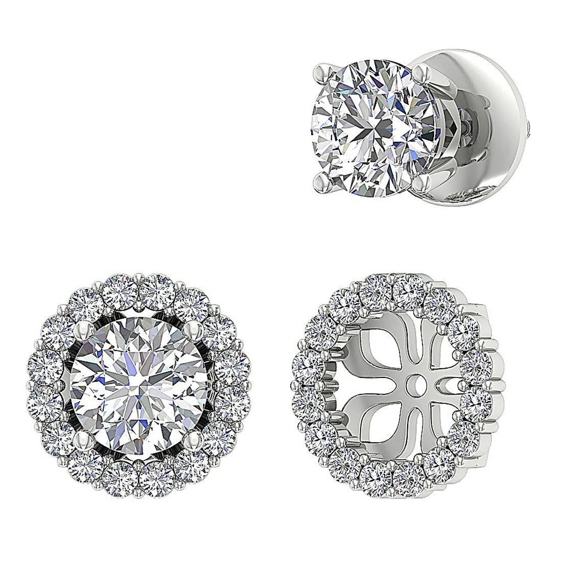 The Louis Natural Diamond Removable Jacket Stud Gold Earring For Women - Image 8