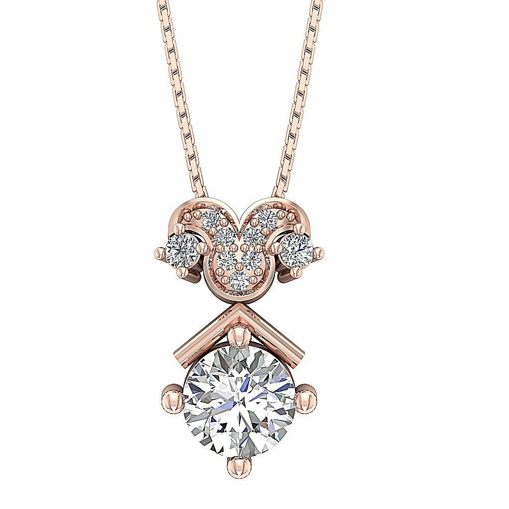 The Louis Solitaire Round Diamond 14K White Gold Fashion Pendant Prong Set - Image 3