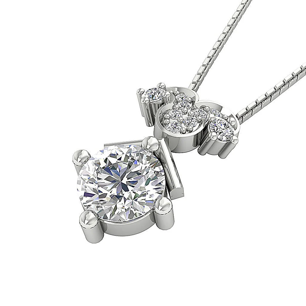The Louis Solitaire Round Diamond 14K White Gold Fashion Pendant Prong Set - Image 4