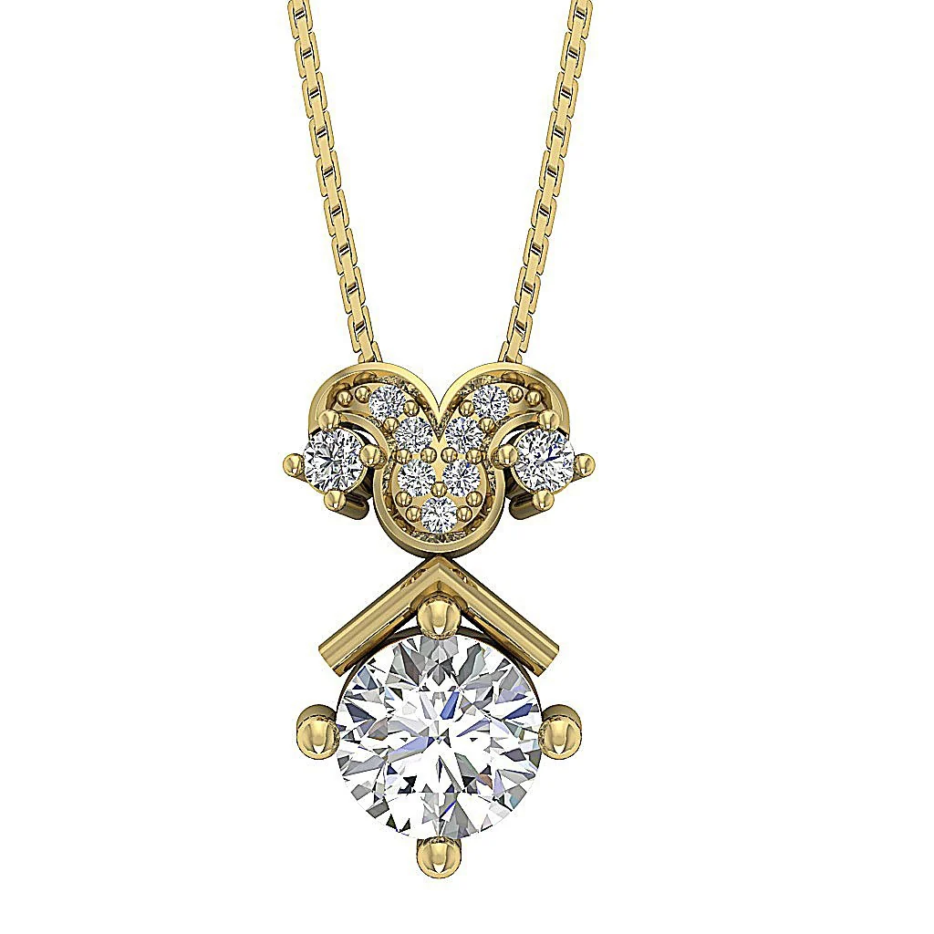 The Louis Solitaire Round Diamond 14K White Gold Fashion Pendant Prong Set - Image 5