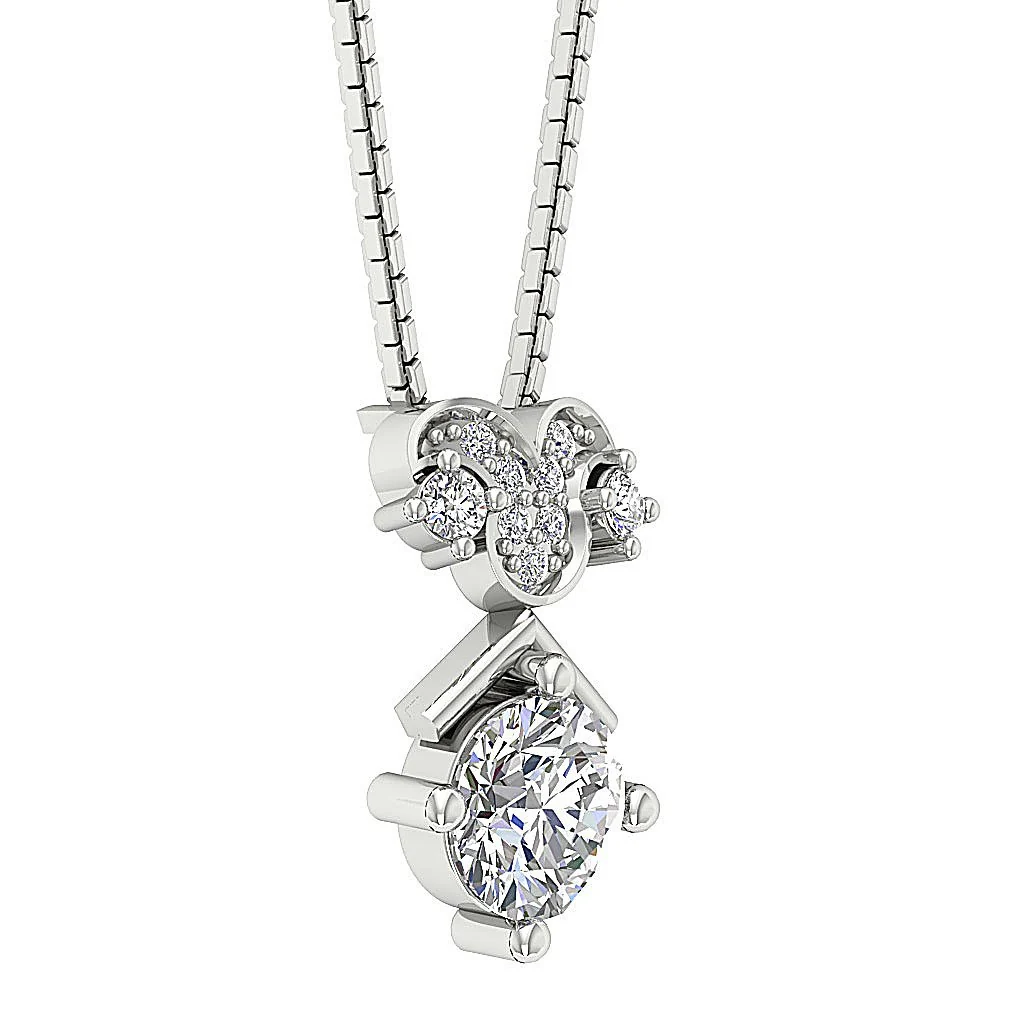 The Louis Solitaire Round Diamond 14K White Gold Fashion Pendant Prong Set - Image 6