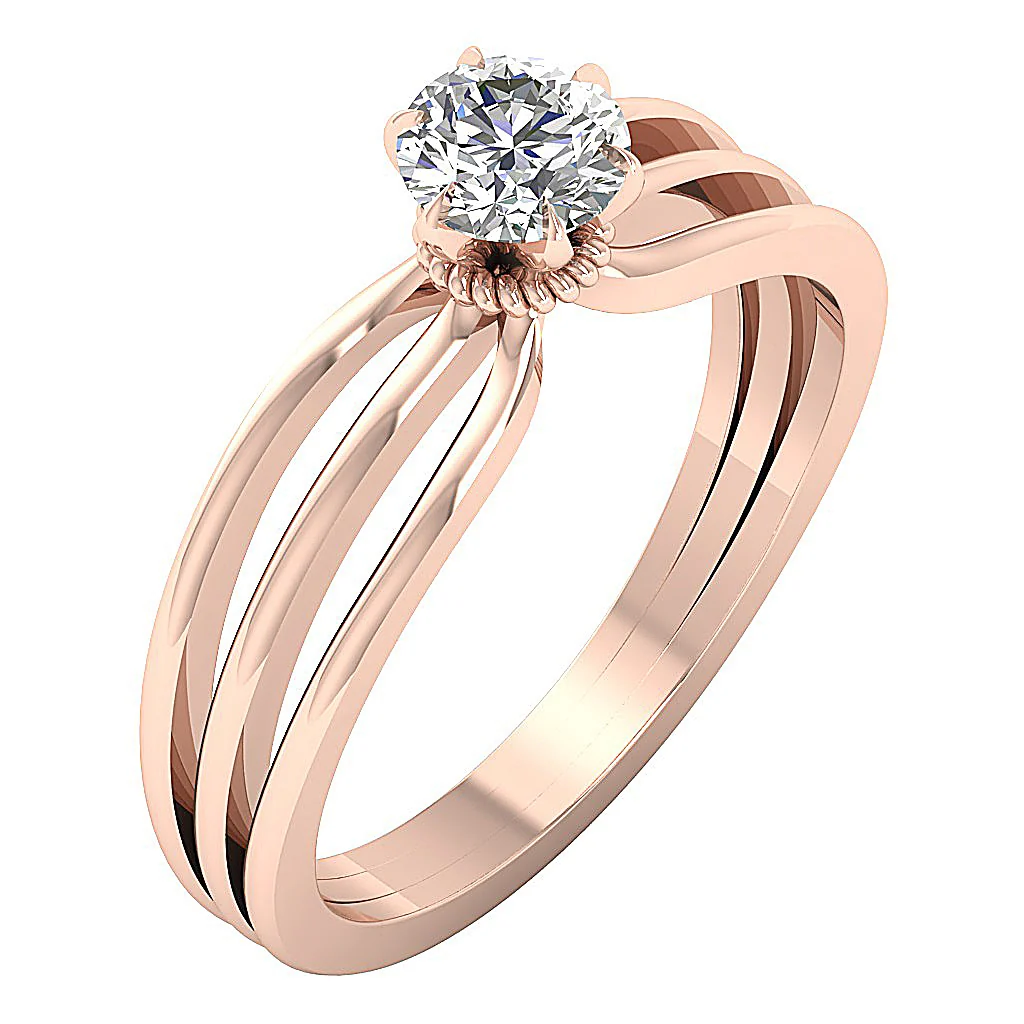 The Louisa 14K Solid Yellow Gold Natural Round Cut Solitaire Diamond Ring 6 Prong Set - Image 3