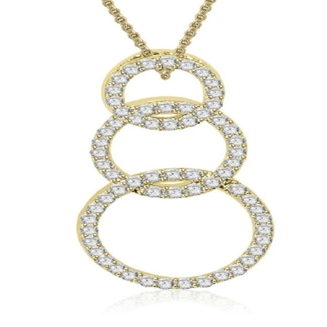 The Luca 1.15 Carat Natural Diamond Triple Circle Pendant White Gold Pave Set - Image 2