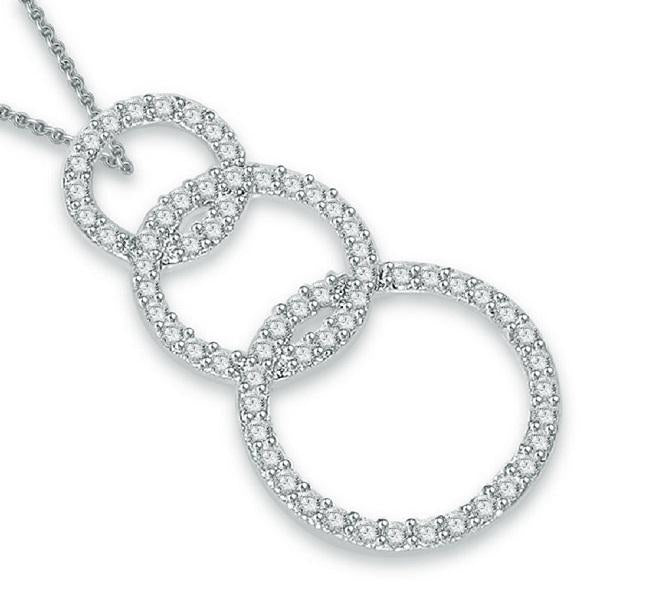 The Luca 1.15 Carat Natural Diamond Triple Circle Pendant White Gold Pave Set - Image 3