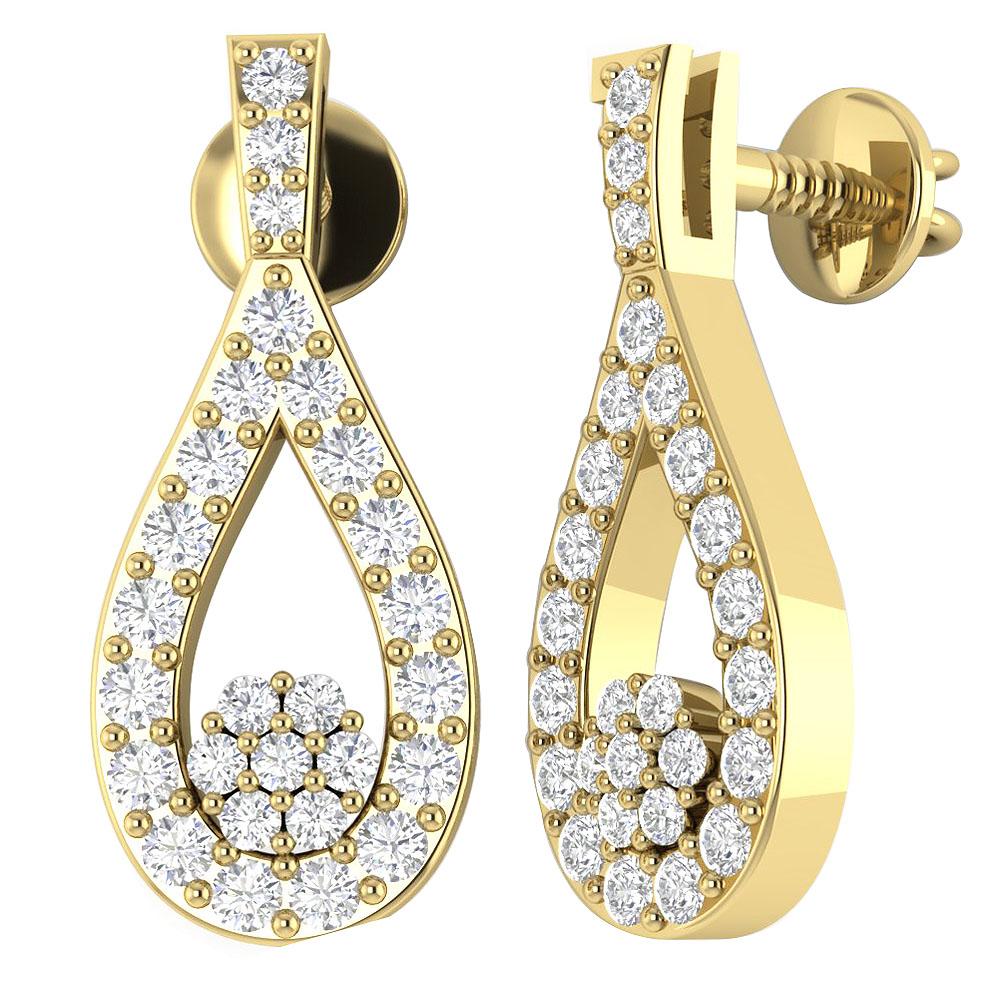 The Lucas 14K White Gold Dangle Earring For Women Round Diamond Prong Set - Image 4