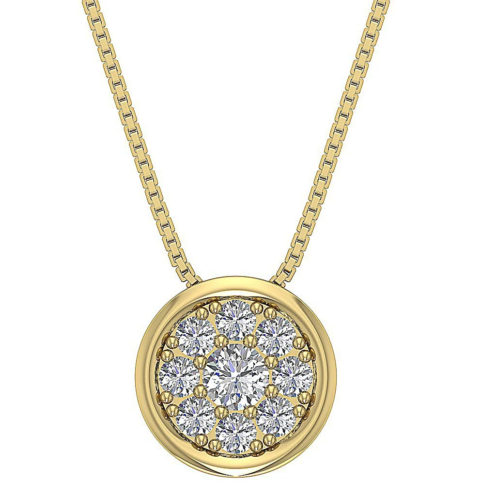 The Lucas 14K Solid Gold Circle Fashion Pendant Necklace Natural Diamond - Image 3
