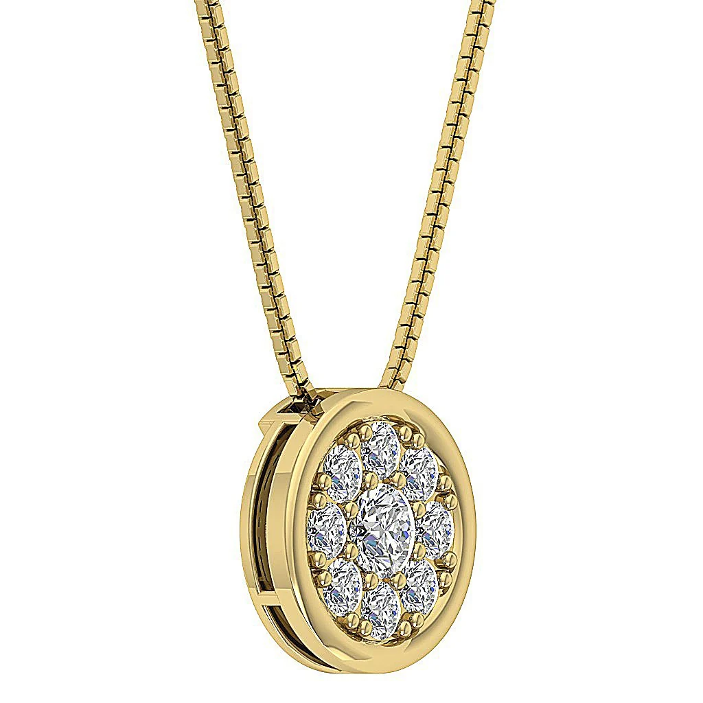The Lucas 14K Solid Gold Circle Fashion Pendant Necklace Natural Diamond - Image 5