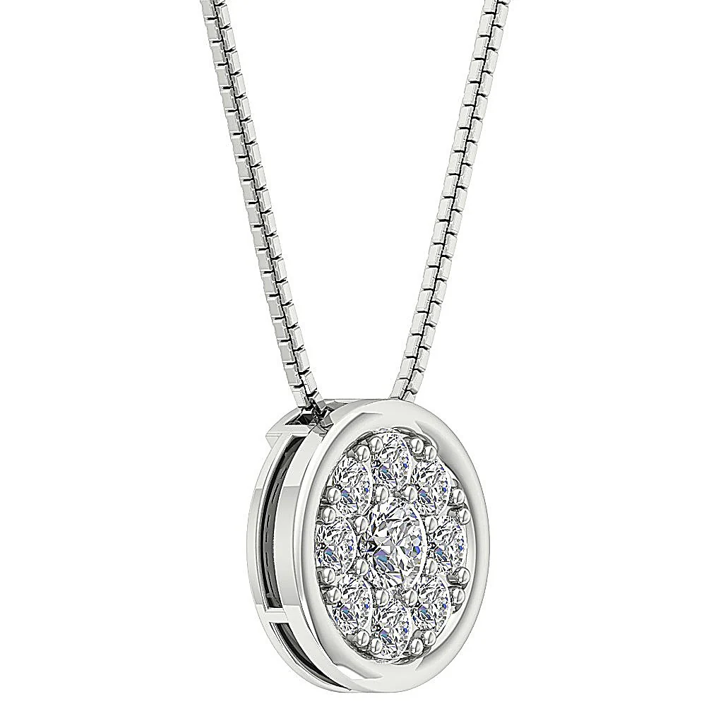 The Lucas 14K Solid Gold Circle Fashion Pendant Necklace Natural Diamond - Image 6