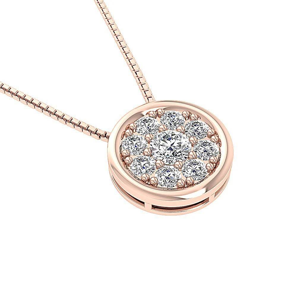 The Lucas 14K Solid Gold Circle Fashion Pendant Necklace Natural Diamond - Image 7