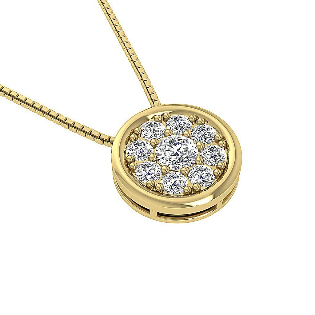 The Lucas 14K Solid Gold Circle Fashion Pendant Necklace Natural Diamond - Image 8