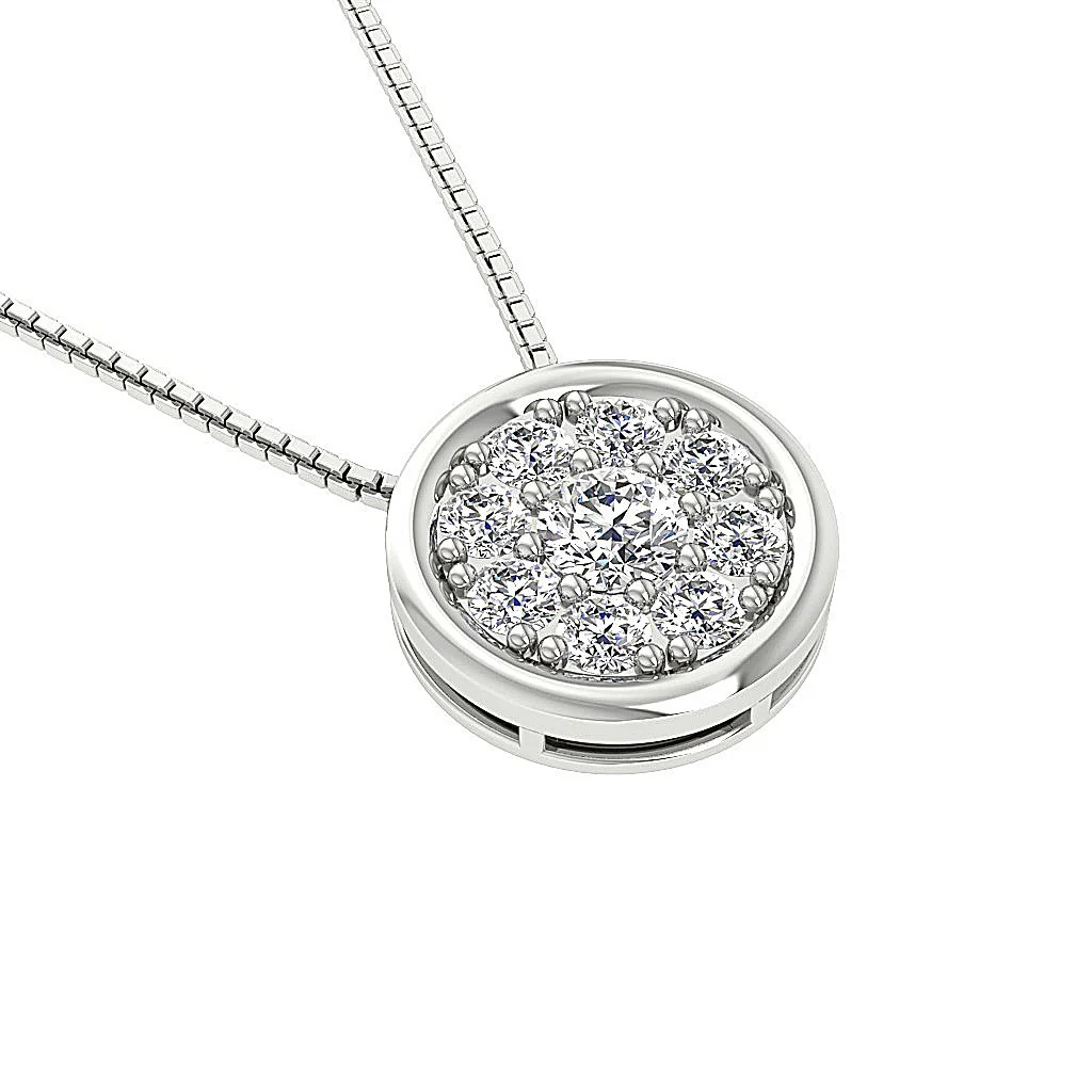 The Lucas 14K Solid Gold Circle Fashion Pendant Necklace Natural Diamond - Image 9