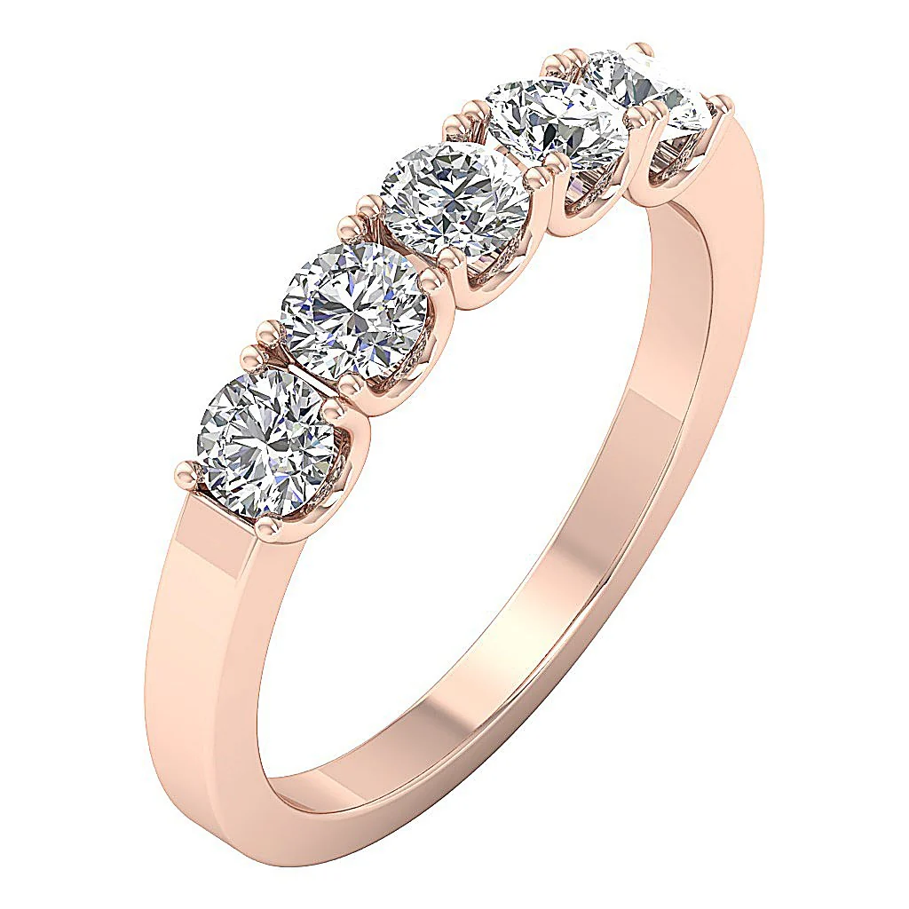 The Lucian 14K Yellow Gold Five Stone Natural Diamond Wedding Ring Band U Prong Set - Image 3