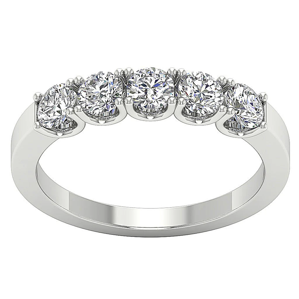 The Lucian 14K Yellow Gold Five Stone Natural Diamond Wedding Ring Band U Prong Set - Image 4