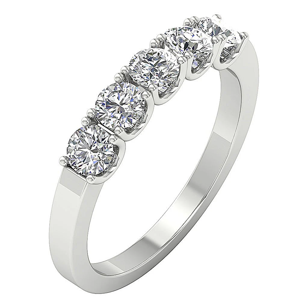 The Lucian 14K Yellow Gold Five Stone Natural Diamond Wedding Ring Band U Prong Set - Image 5