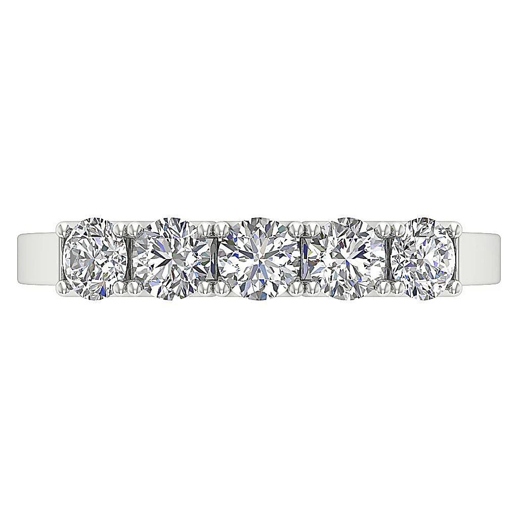 The Lucian 14K Yellow Gold Five Stone Natural Diamond Wedding Ring Band U Prong Set - Image 6
