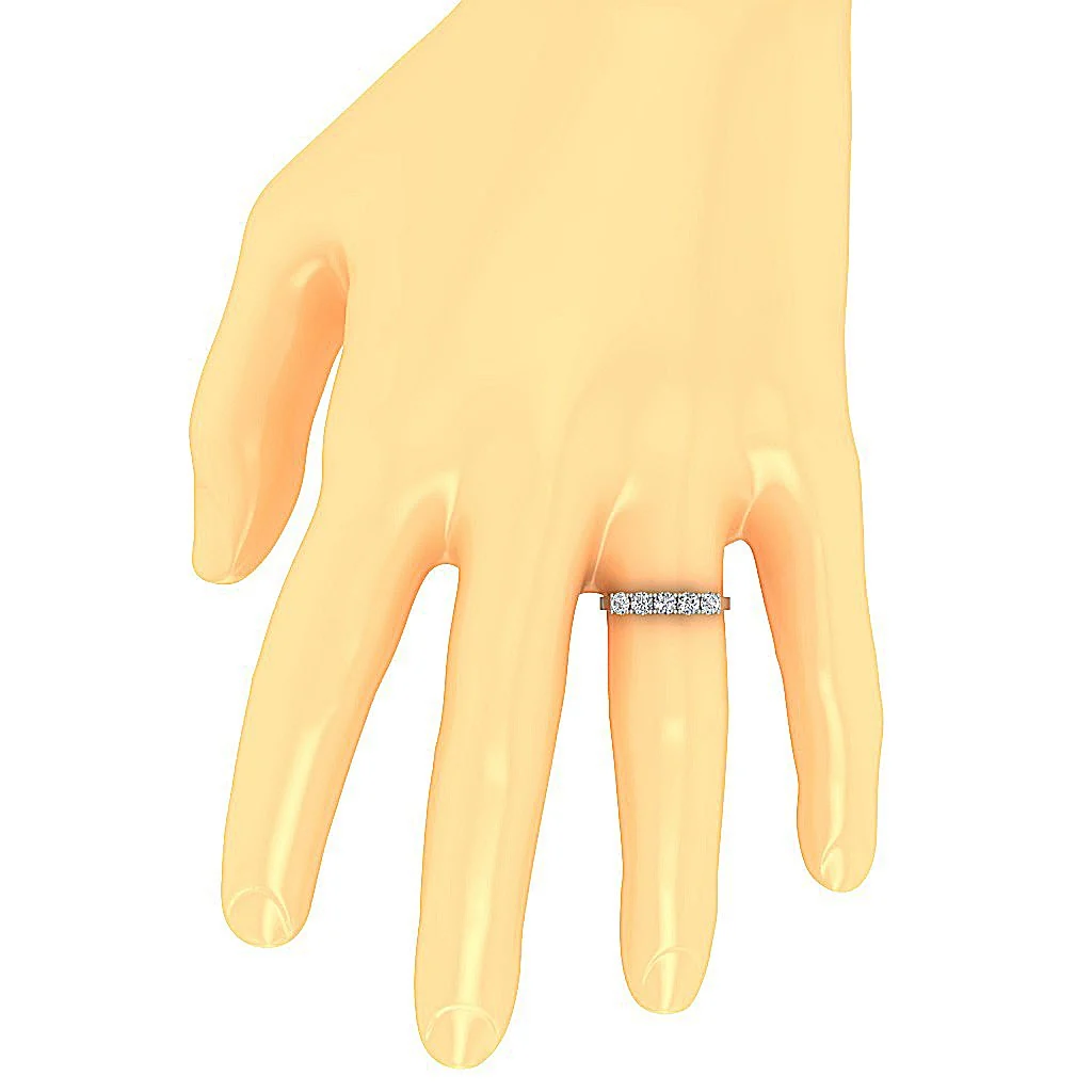 The Lucian 14K Yellow Gold Five Stone Natural Diamond Wedding Ring Band U Prong Set - Image 7