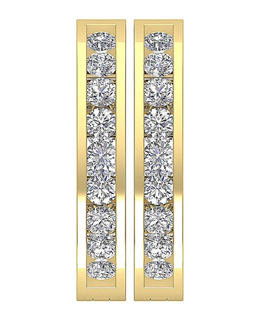 The Luis Channel Set In Outside Natural Diamond Women's Hoops Earring 14K Solid Gold - Image 11