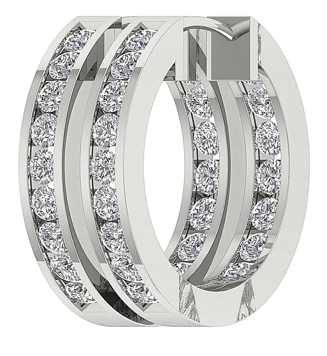 The Luis Channel Set In Outside Natural Diamond Women's Hoops Earring 14K Solid Gold - Image 6