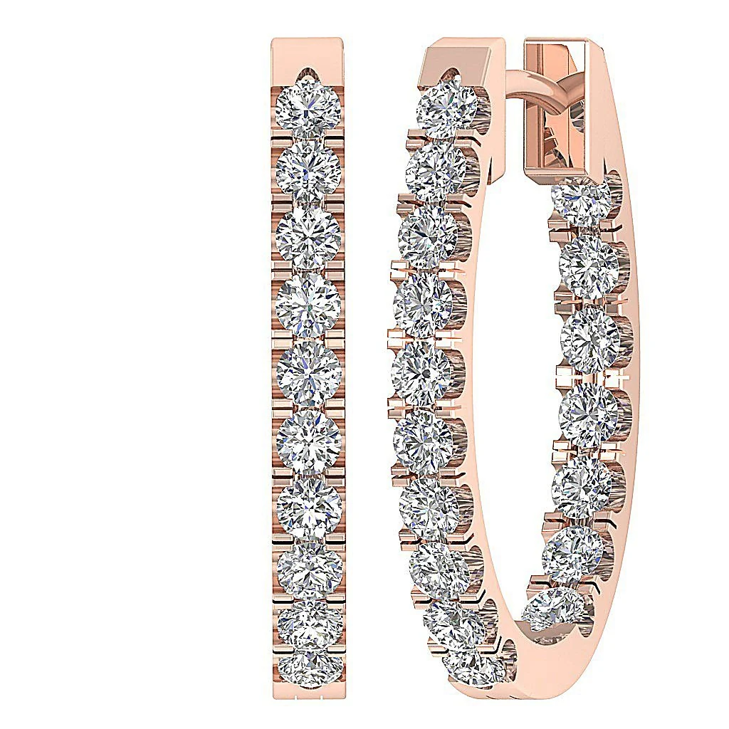 The Luka 1.00 Carat Round Brilliant Cut Diamond In Outside Hoops Earring Rose Gold