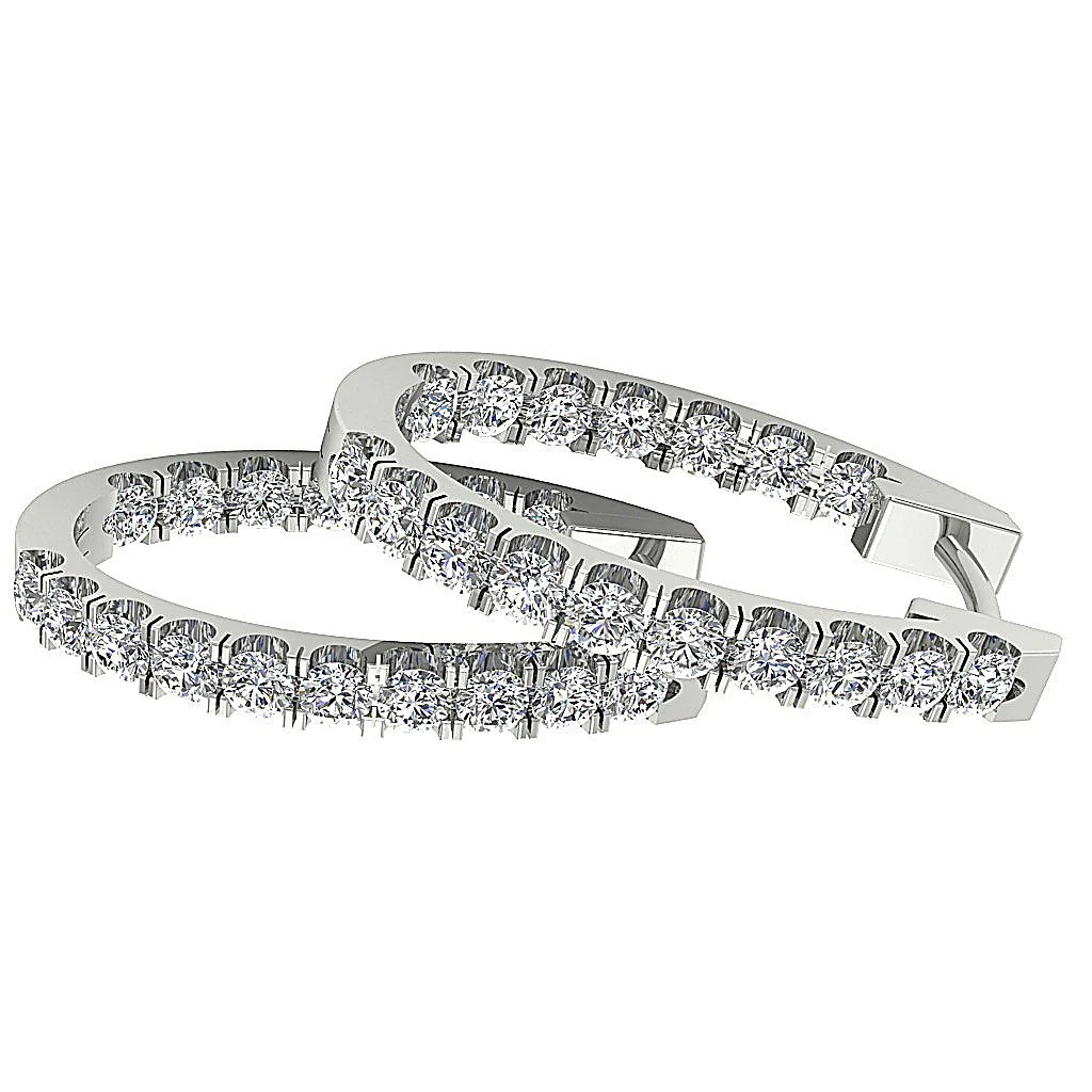 The Luka 1.00 Carat Round Brilliant Cut Diamond In Outside Hoops Earring Rose Gold - Image 10